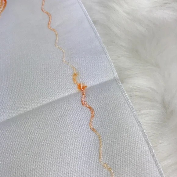 Embroidered Golden Tulips Flowers Fringe Handkerchief Vintage Style Floral - Picture 11 of 16